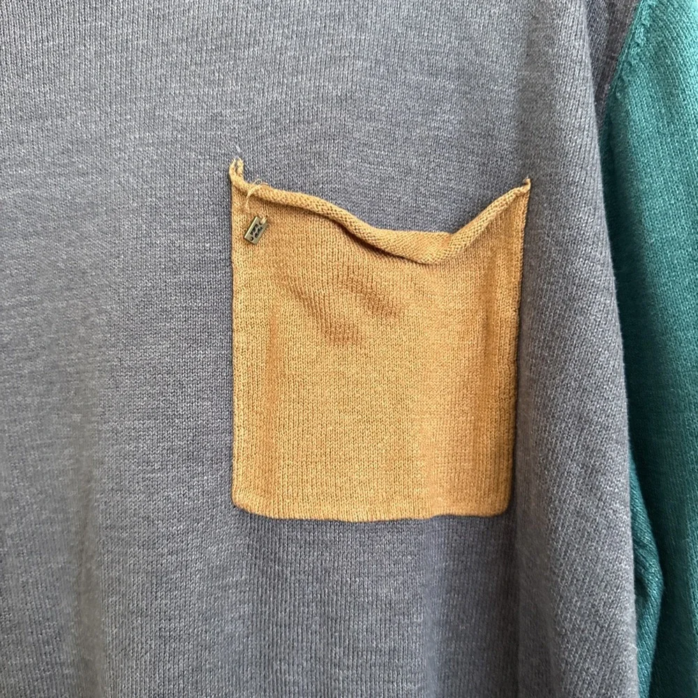 Billabong Crewneck Pullover Two Tone Sweater‎ Front Pockets Mens Size Large